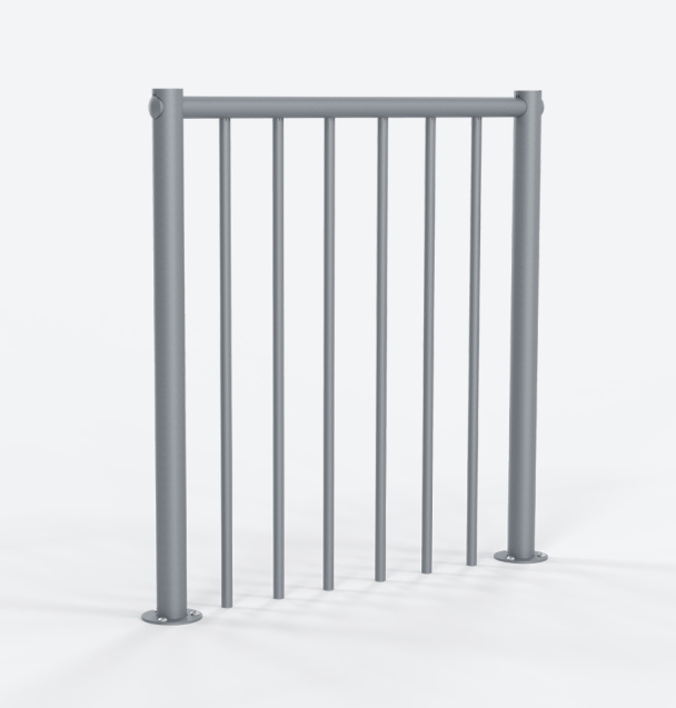 Guarda-corpos de pavimento em metal para escadas em espiral Grey, RAL 9006