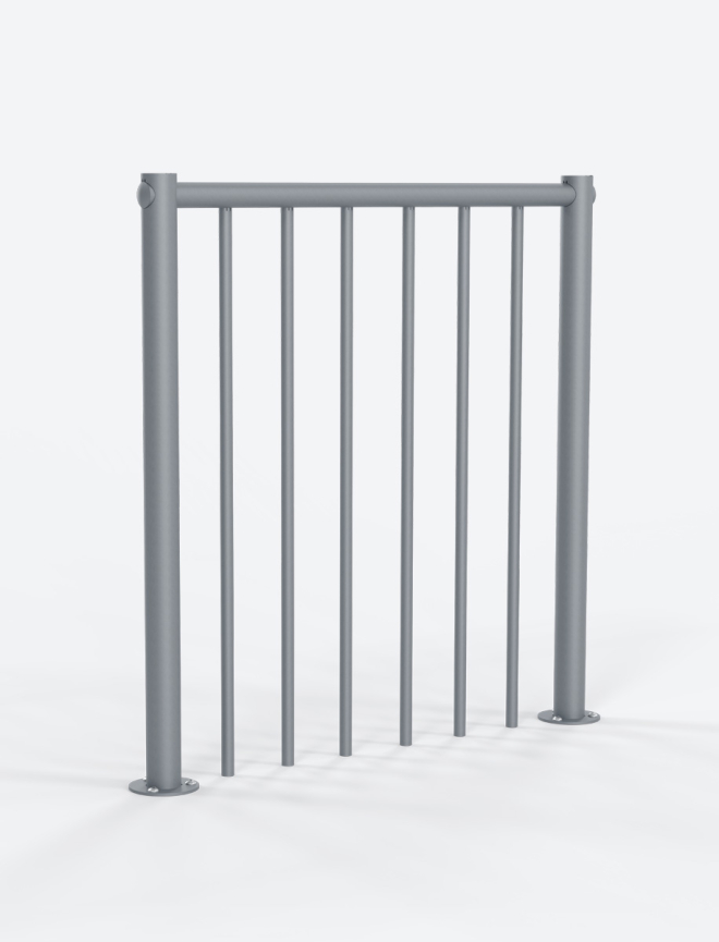 Guarda-corpos de pavimento em metal para escadas em espiral Grey, RAL 9006
