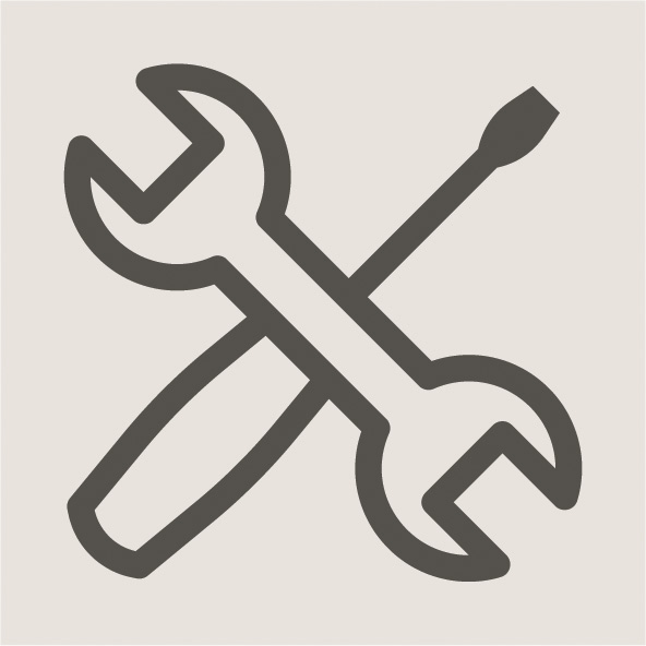 Ícone de uma chave e um chave de fenda cruzados, representando as ferramentas e materiais necessários para a instalação.