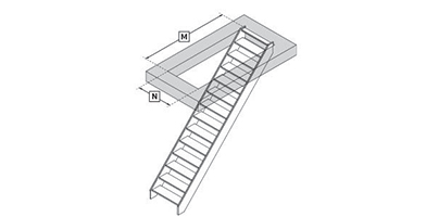 Ilustração de um guia de design de escadas com desenhos técnicos detalhados.
