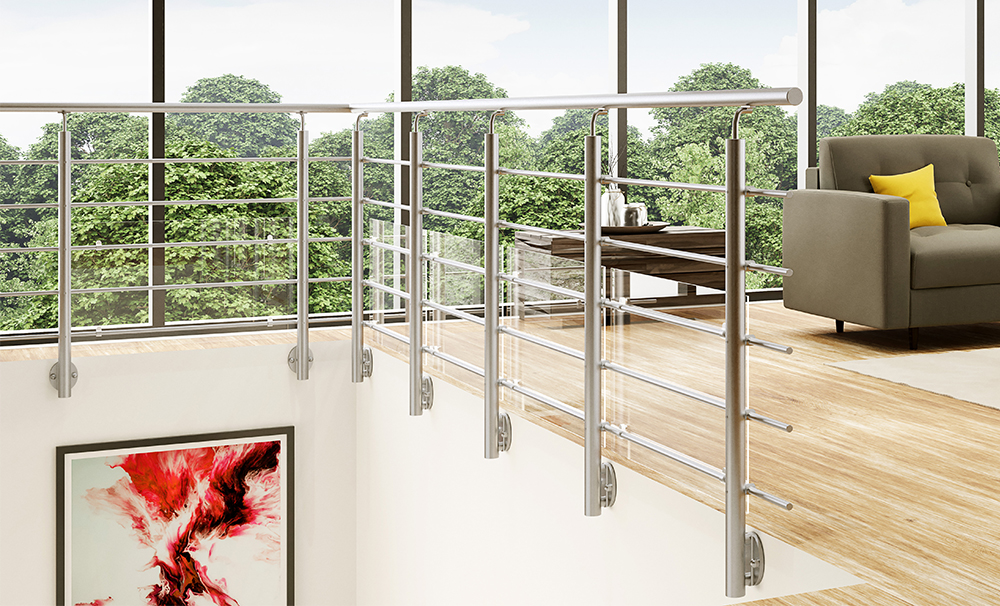 Guarda-corpos NEW RONDO: alumínio durável, resistente aos UV, baixa manutenção, kits modulares.